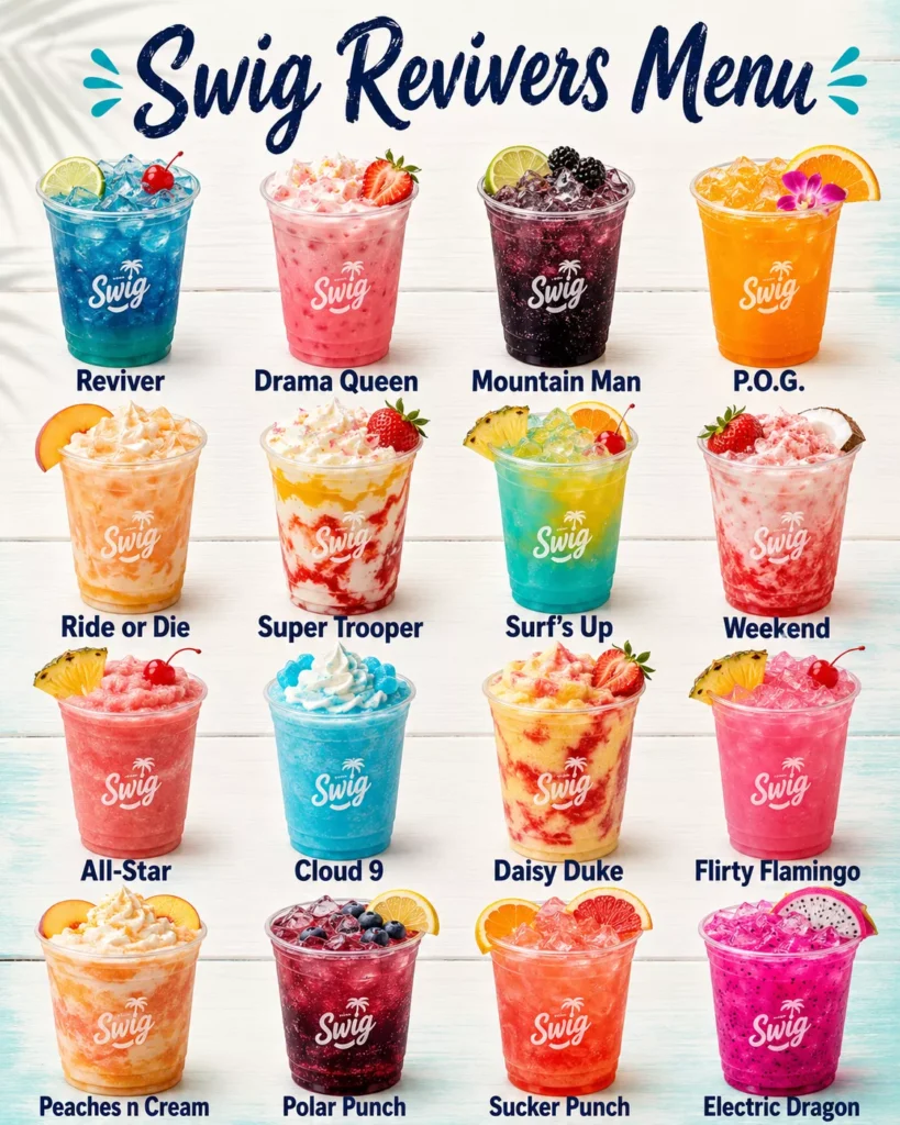 Swig Revivers Menu